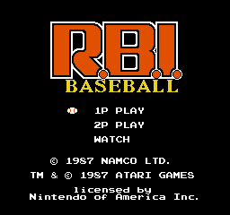 RBI Baseball title screen for NES